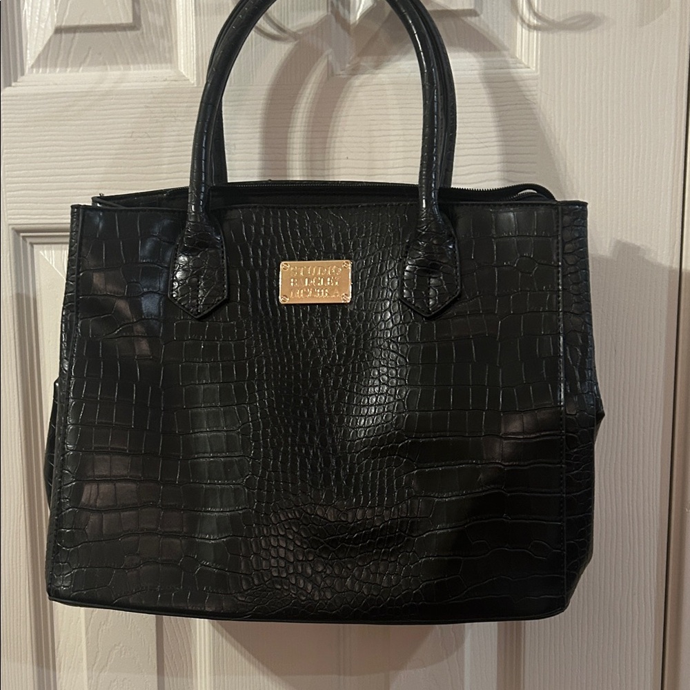 NWT Black Crocodile Embossed Handbag